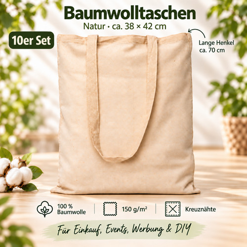 10er set baumwolltaschen - 10er,