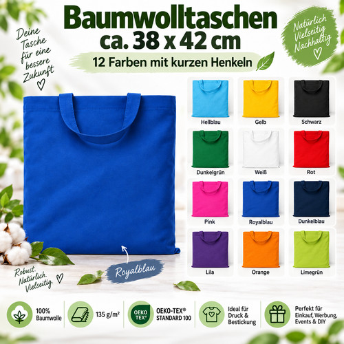 Baumwolltasche farbig 38x42